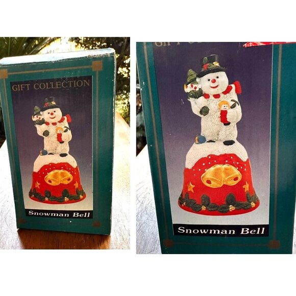 Vintage Gift Collection Snowman Bell New Christmas Trees Porcelain Present Gift - Picture 3 of 12